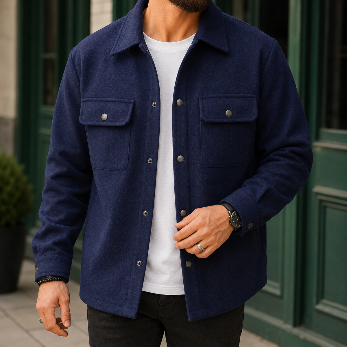 Cooper | Men's Casual Brushed Snap Front Shirt Jacket