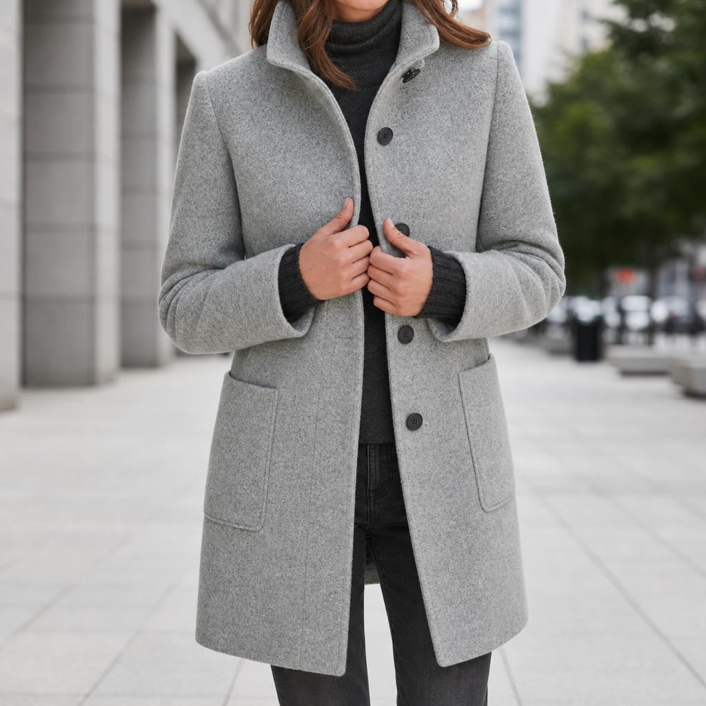 Beatriz | Women's Stand Collar Single Breasted Wool Blend Car Coat