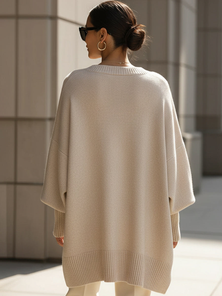 Rowena | Women’s Oversized Batwing Crewneck Sweater