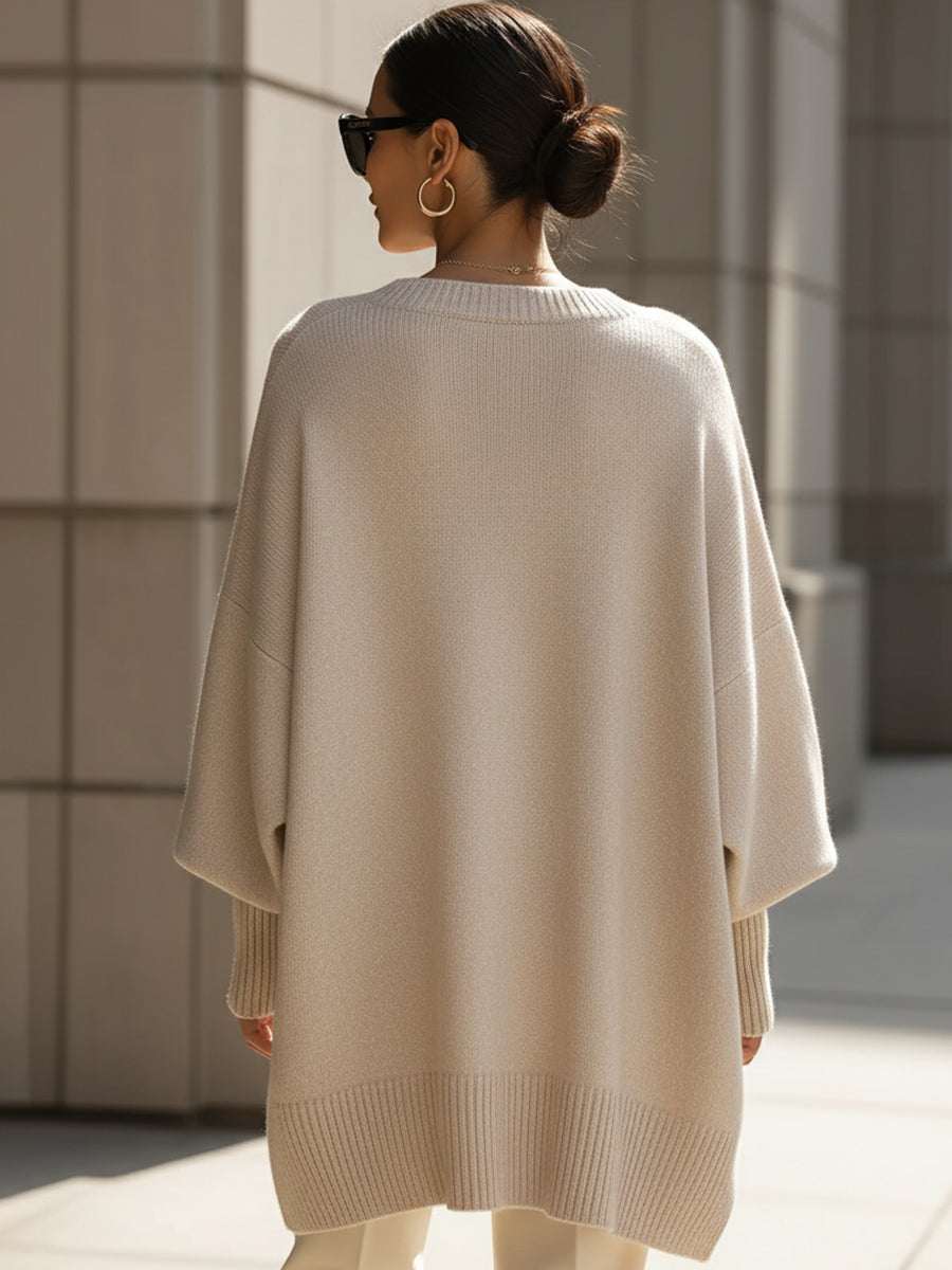 Rowena | Women’s Oversized Batwing Crewneck Sweater