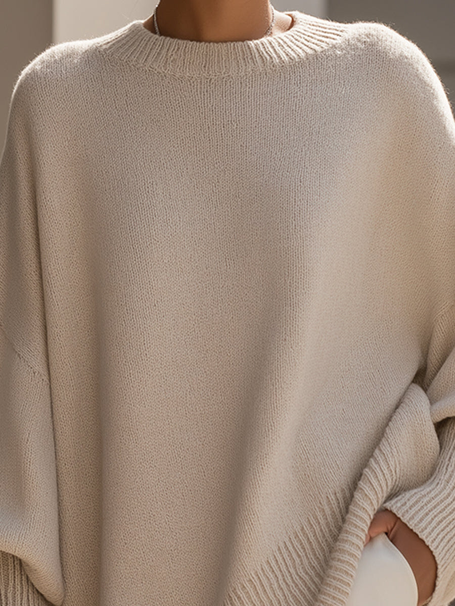 Rowena | Women’s Oversized Batwing Crewneck Sweater