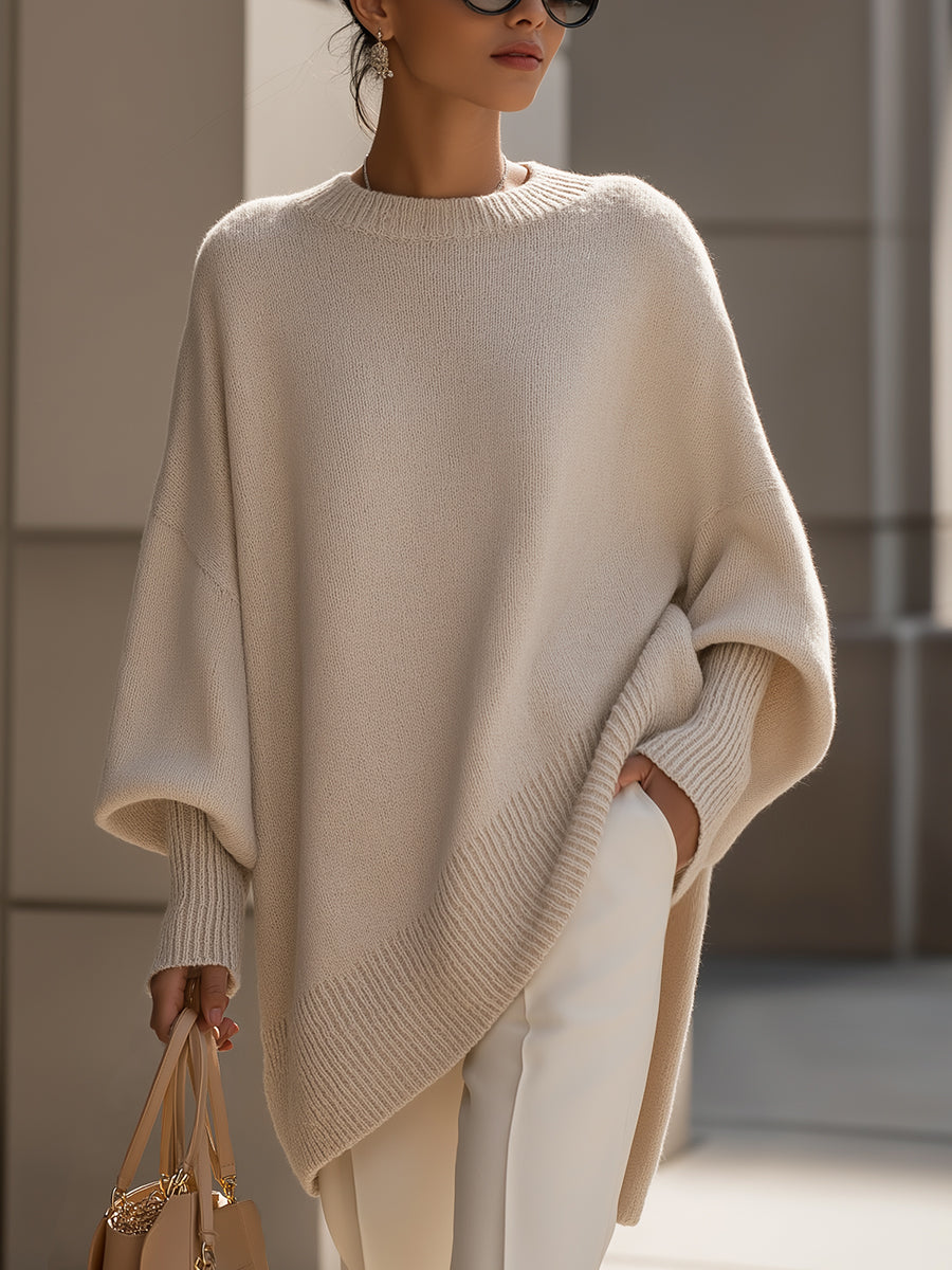 Rowena | Women’s Oversized Batwing Crewneck Sweater