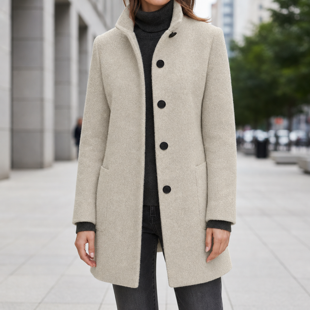 Beatriz | Women's Stand Collar Single Breasted Wool Blend Car Coat