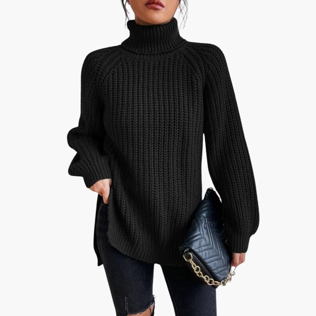 Jessamine | Women's Oversized Long Sleeve Turtleneck Chunky Knit Pullover Sweater