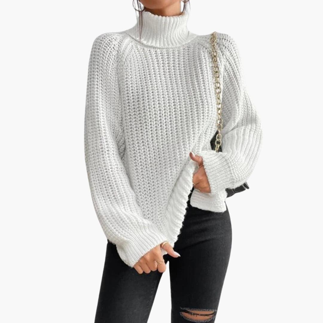 Jessamine | Women's Oversized Long Sleeve Turtleneck Chunky Knit Pullover Sweater