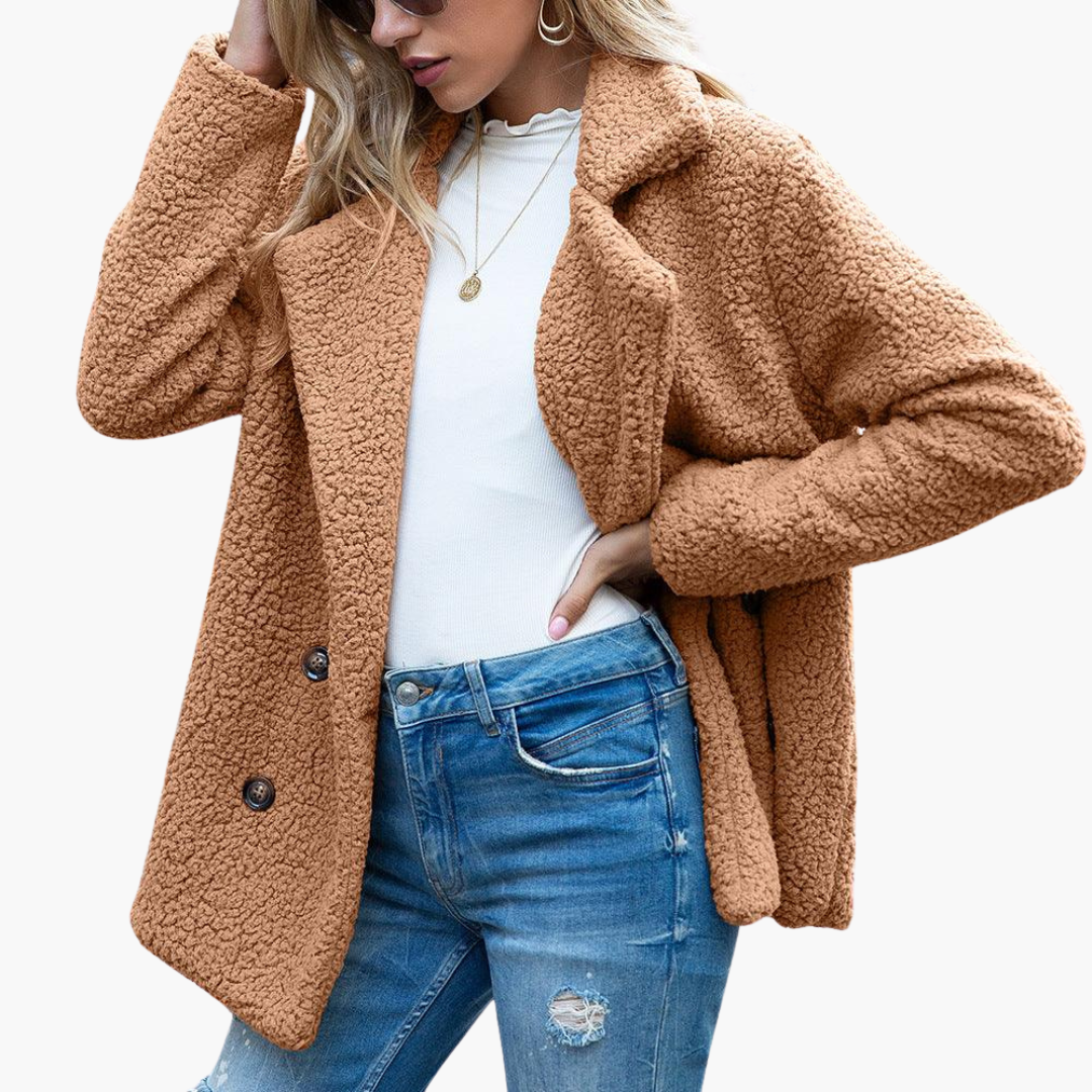 Marjolaine | Women's Faux Fur Lapel Collar Teddy Jacket