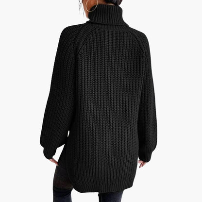 Jessamine | Women's Oversized Long Sleeve Turtleneck Chunky Knit Pullover Sweater
