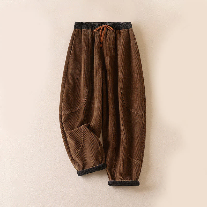Celia | Women's Corduroy Drawstring Elastic Waist Relaxed Harem Pants
