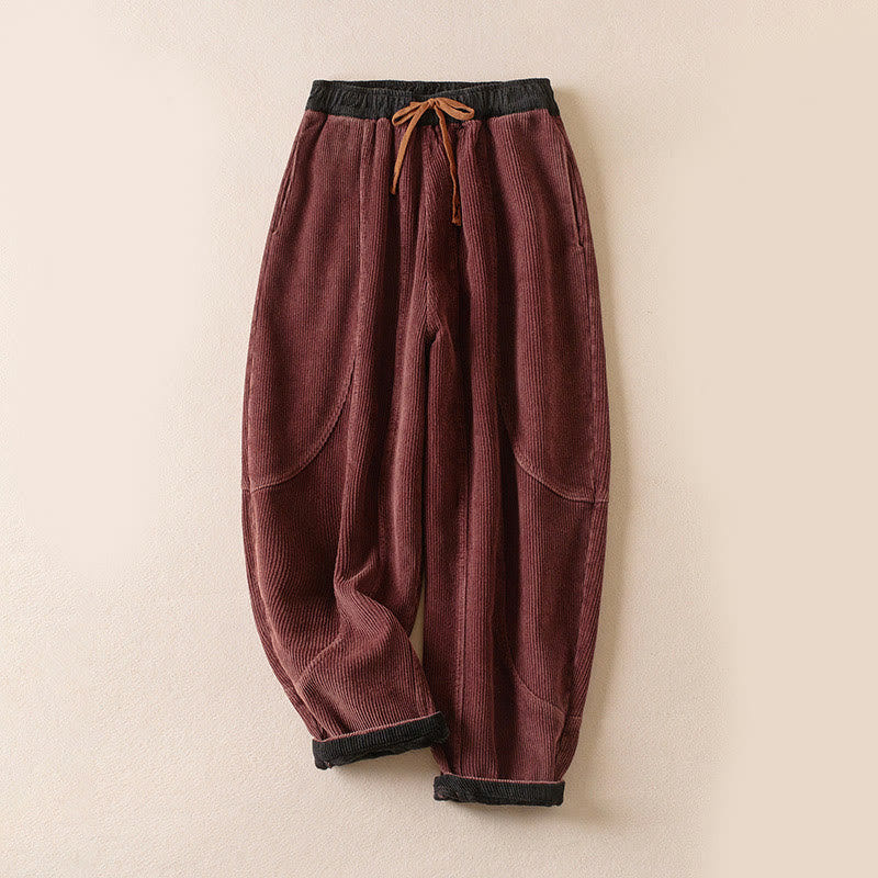 Celia | Women's Corduroy Drawstring Elastic Waist Relaxed Harem Pants