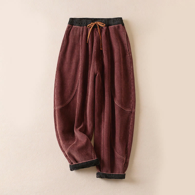 Celia | Women's Corduroy Drawstring Elastic Waist Relaxed Harem Pants