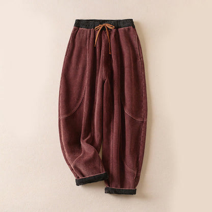 Celia | Women's Corduroy Drawstring Elastic Waist Relaxed Harem Pants