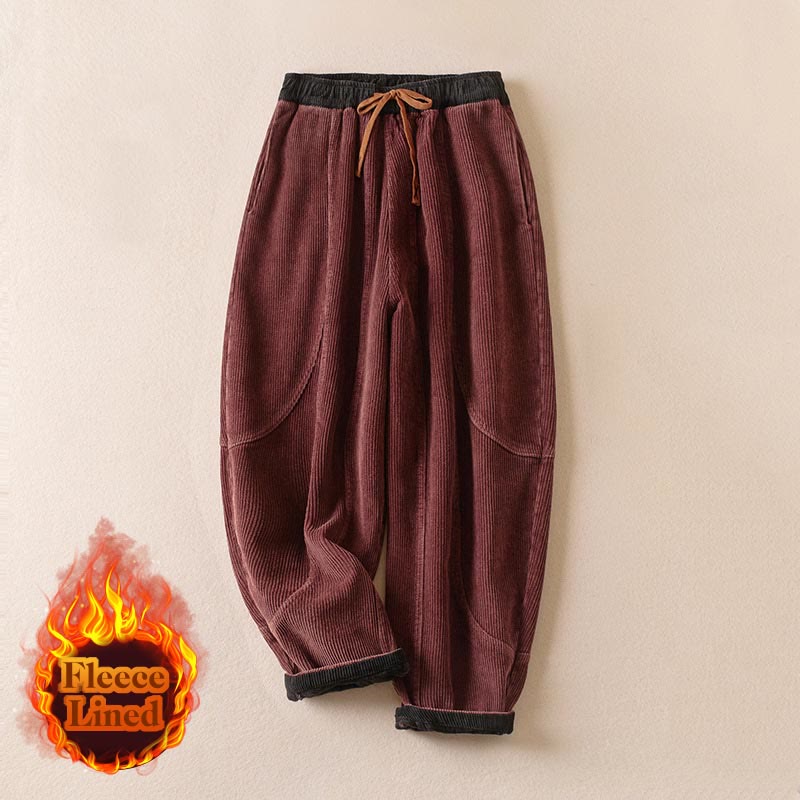 Celia | Women's Corduroy Drawstring Elastic Waist Relaxed Harem Pants