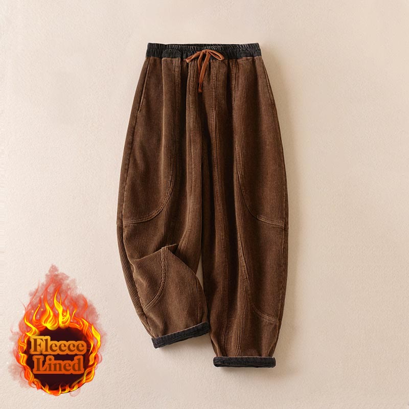 Celia | Women's Corduroy Drawstring Elastic Waist Relaxed Harem Pants
