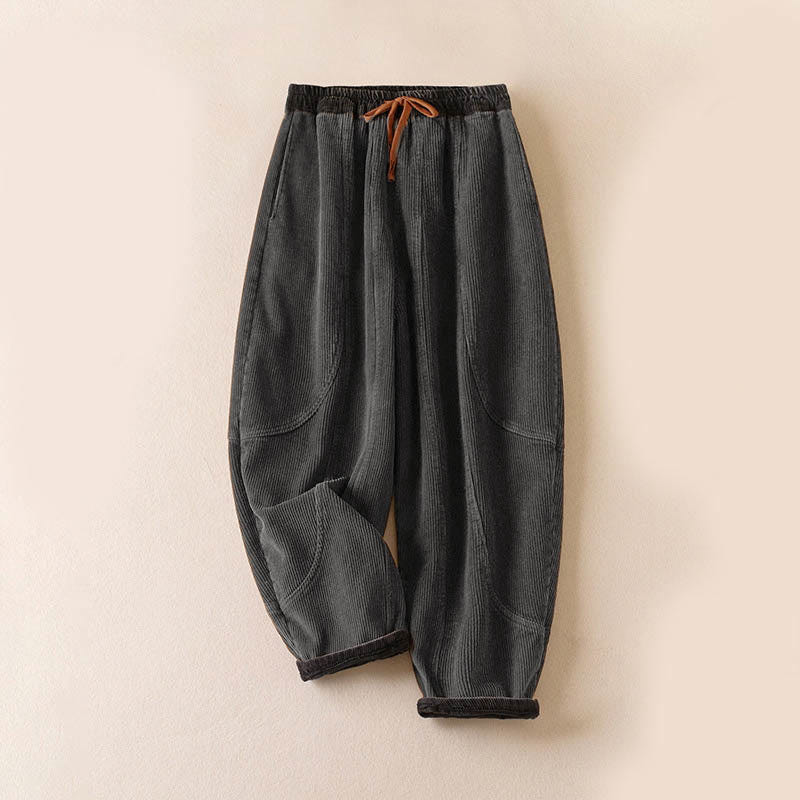 Celia | Women's Corduroy Drawstring Elastic Waist Relaxed Harem Pants