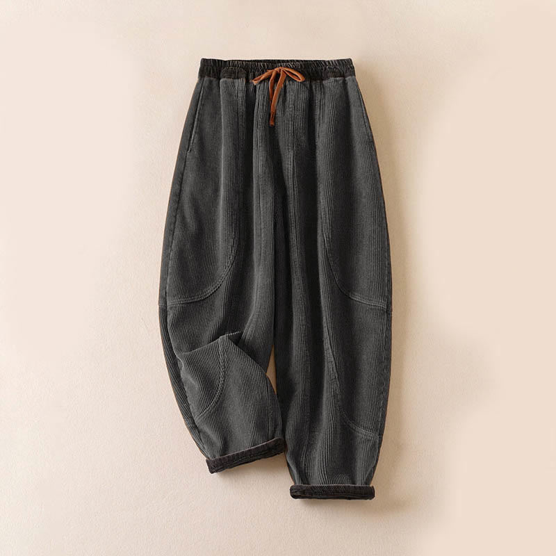 Celia | Women's Corduroy Drawstring Elastic Waist Relaxed Harem Pants