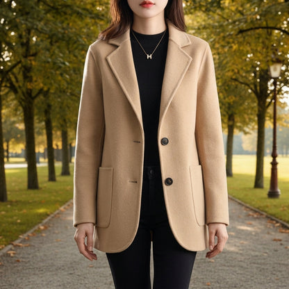 Aurore | Women's Wool Blend Tailored Notch Lapel Two Button Blazer