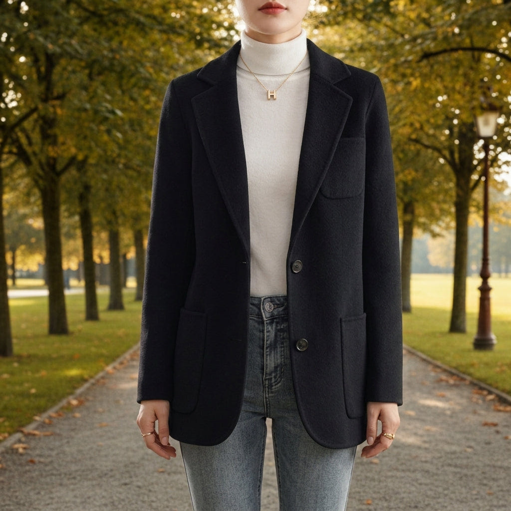 Aurore | Women's Wool Blend Tailored Notch Lapel Two Button Blazer