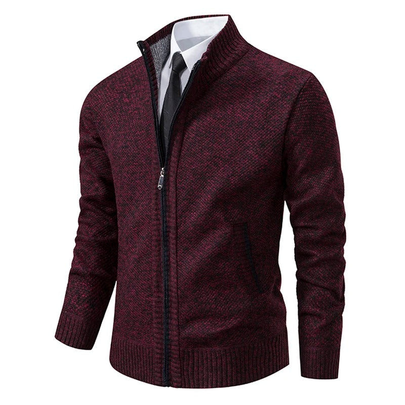Anders | Men's Full-Zip Mock Neck Textured Knit Cardigan Sweater