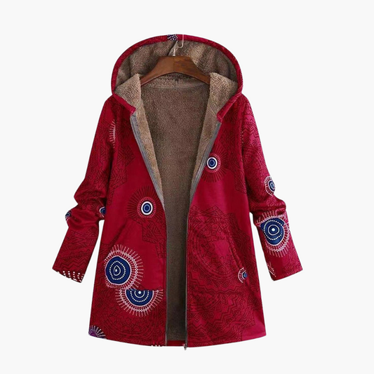Roberta | Women's Sherpa Lined Geometric Print Hooded Parka Jacket