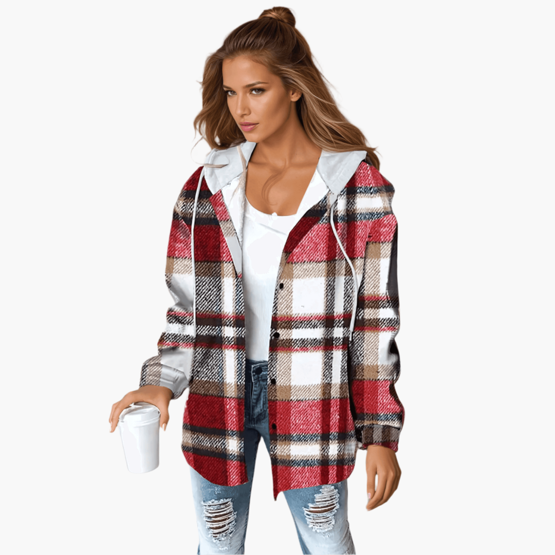 Ariana | Women's Plaid Hooded Button-Up Flannel Shacket