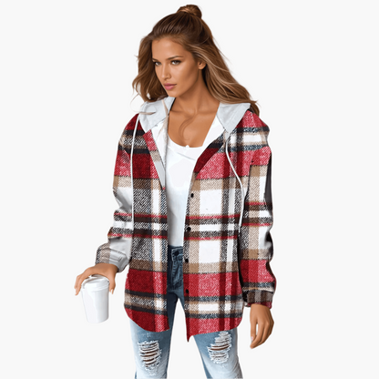 Ariana | Women's Plaid Hooded Button-Up Flannel Shacket