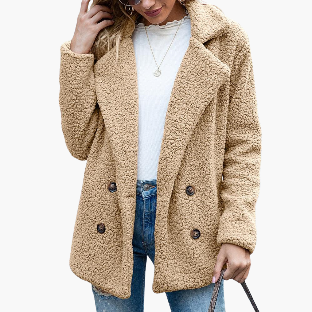 Marjolaine | Women's Faux Fur Lapel Collar Teddy Jacket