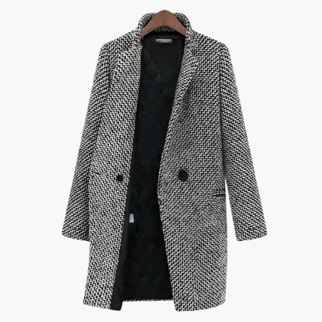 Lavinia | Women's Herringbone Wool Blend Longline Coat