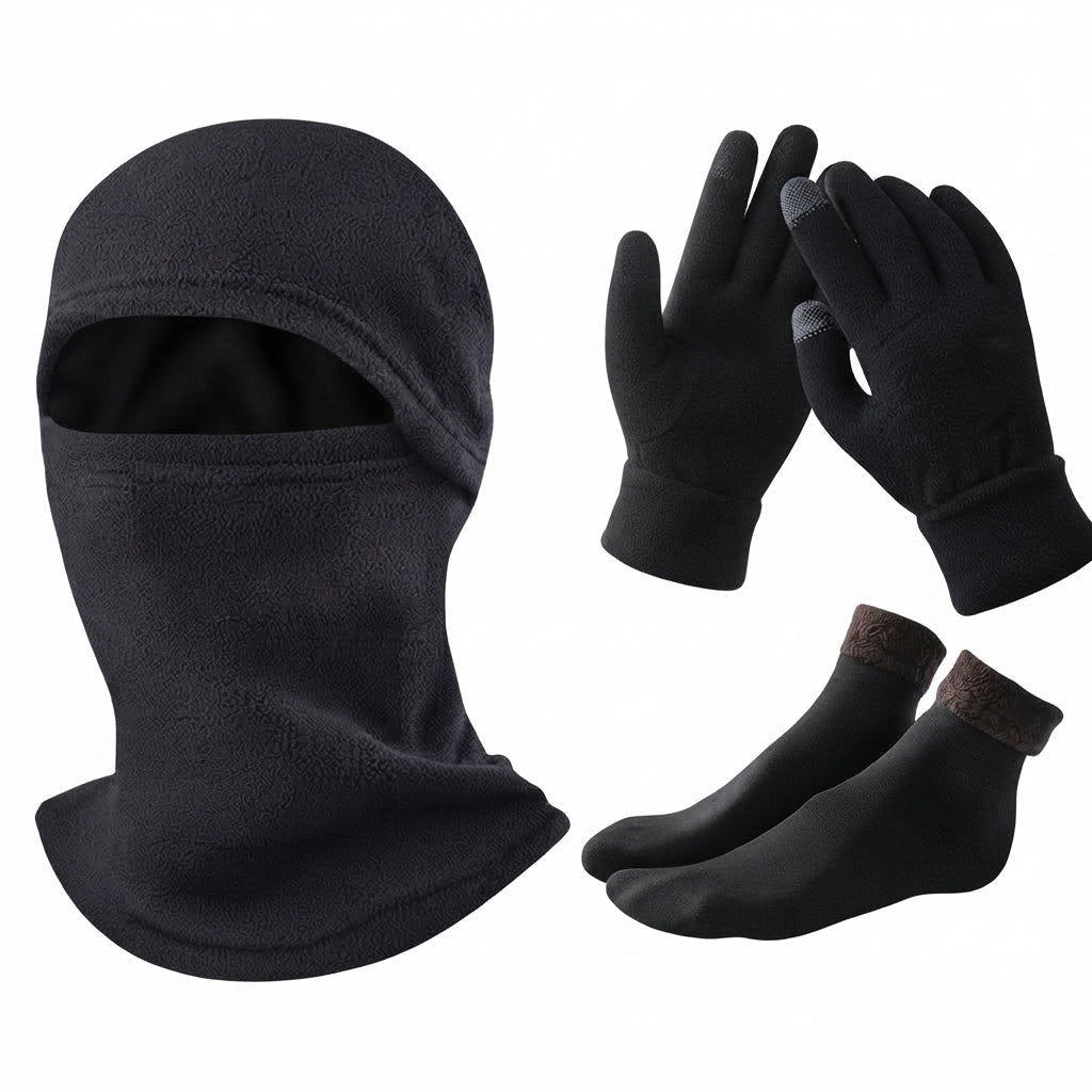 Cecelia | Women's Fleece Balaclava Touchscreen Winter Gloves and Socks Set