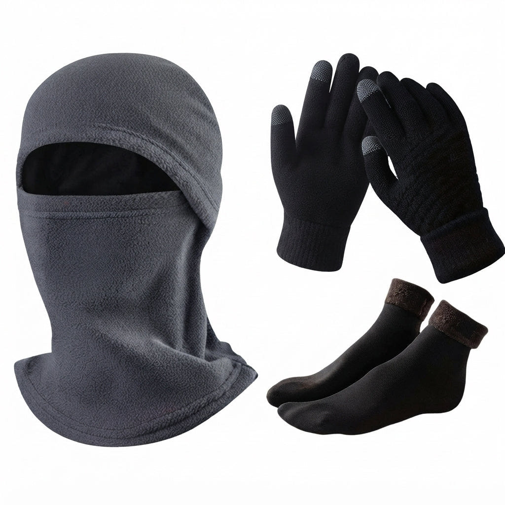 Cecelia | Women's Fleece Balaclava Touchscreen Winter Gloves and Socks Set