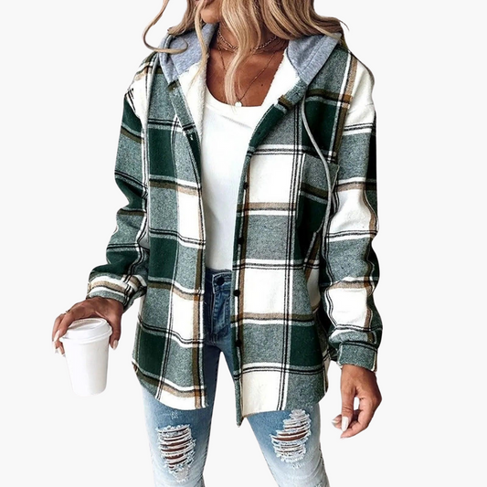 Ariana | Women's Plaid Hooded Button-Up Flannel Shacket