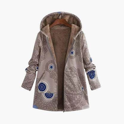 Roberta | Women's Sherpa Lined Geometric Print Hooded Parka Jacket