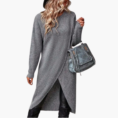 Thalisse | Women's Wrap Front Long Sleeve Knit Sweater Dress