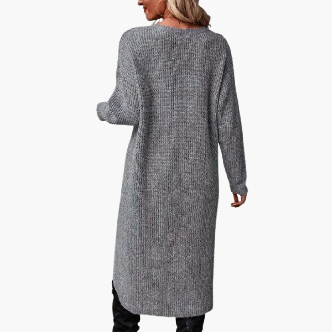 Thalisse | Women's Wrap Front Long Sleeve Knit Sweater Dress