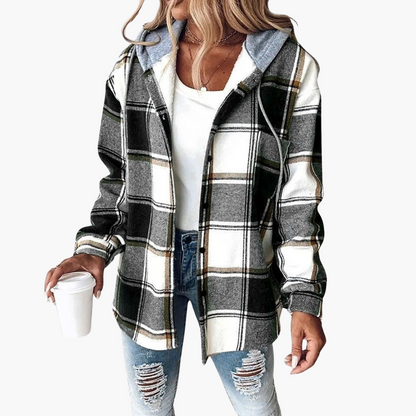 Ariana | Women's Plaid Hooded Button-Up Flannel Shacket