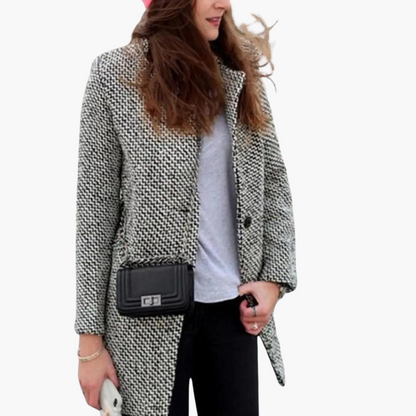 Lavinia | Women's Herringbone Wool Blend Longline Coat
