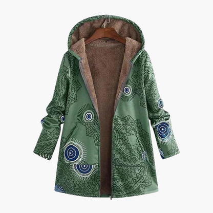Roberta | Women's Sherpa Lined Geometric Print Hooded Parka Jacket
