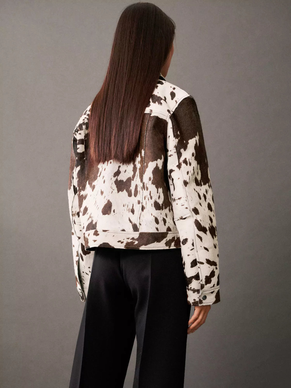 Tamsin | Women's Faux Fur Animal Print Button Up Cropped Trucker Jacket