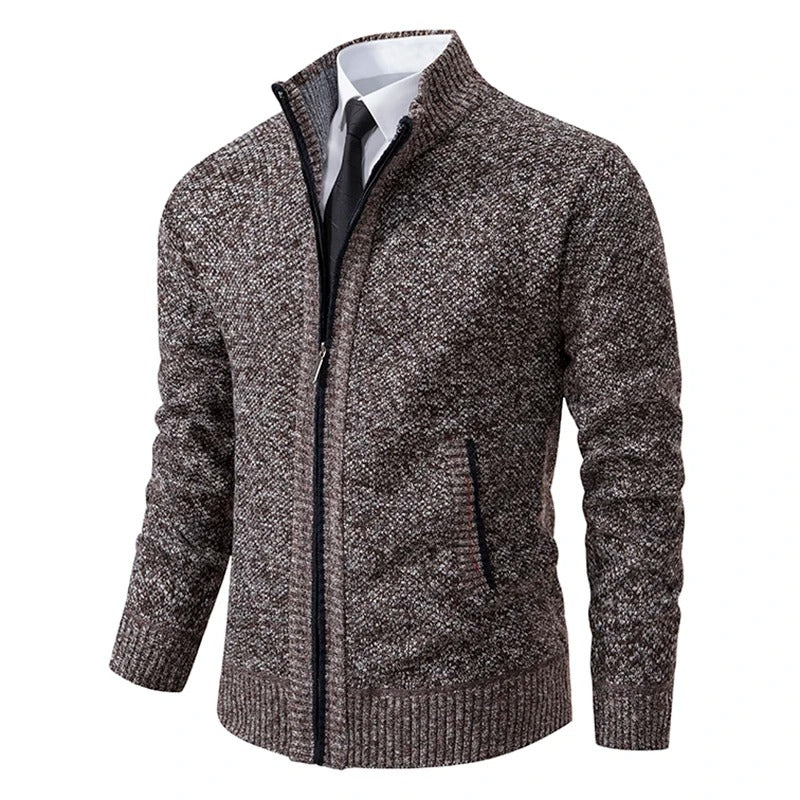 Anders | Men's Full-Zip Mock Neck Textured Knit Cardigan Sweater