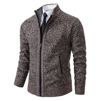 Anders | Men's Full-Zip Mock Neck Textured Knit Cardigan Sweater