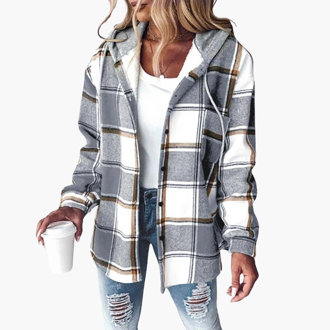Ariana | Women's Plaid Hooded Button-Up Flannel Shacket