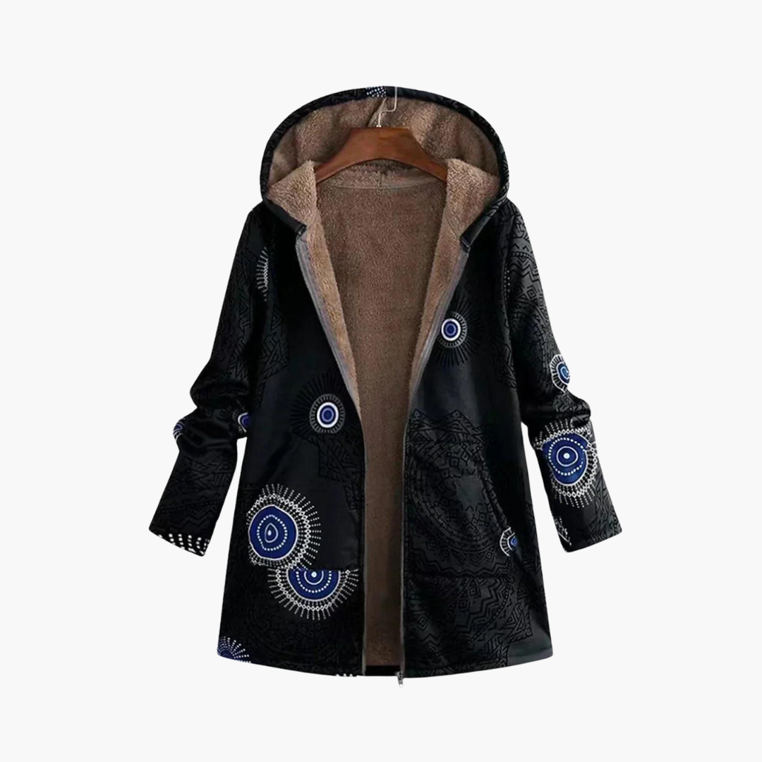 Roberta | Women's Sherpa Lined Geometric Print Hooded Parka Jacket