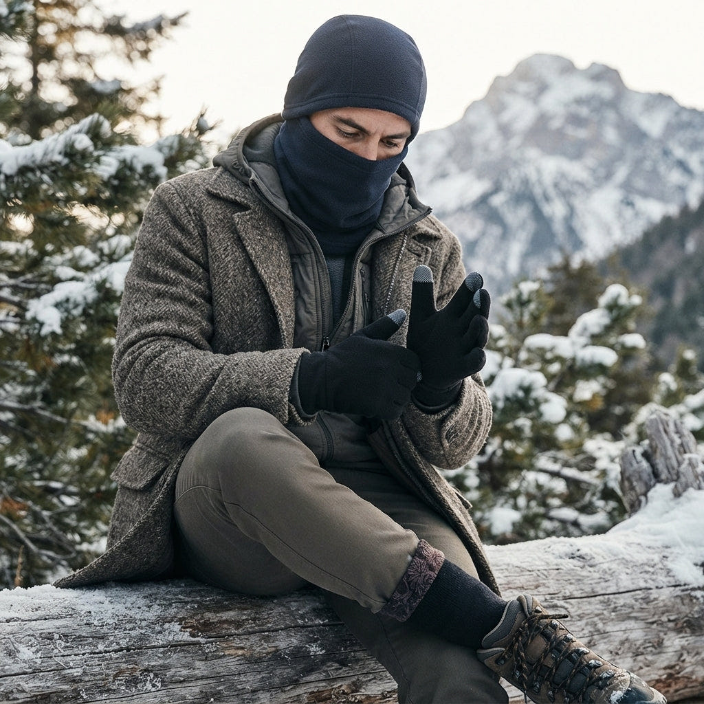 Cecelia | Women's Fleece Balaclava Touchscreen Winter Gloves and Socks Set