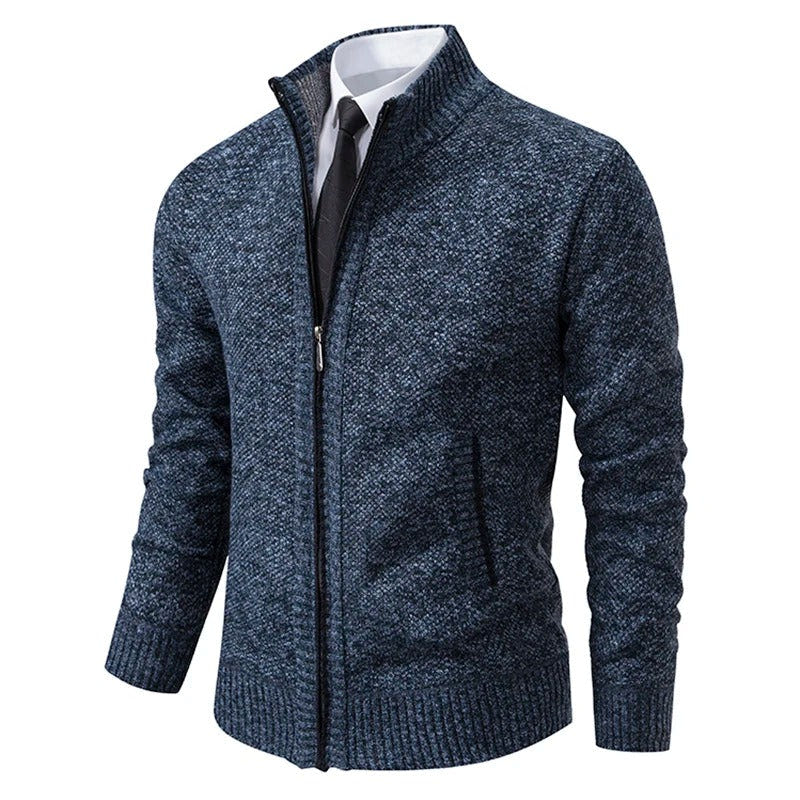 Anders | Men's Full-Zip Mock Neck Textured Knit Cardigan Sweater