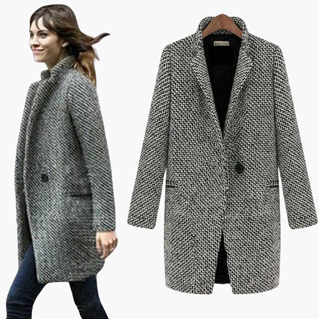 Lavinia | Women's Herringbone Wool Blend Longline Coat