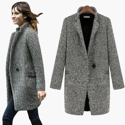 Lavinia | Women's Herringbone Wool Blend Longline Coat