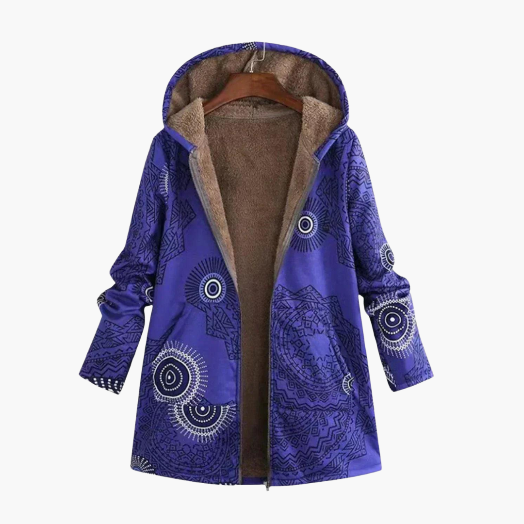 Roberta | Women's Sherpa Lined Geometric Print Hooded Parka Jacket
