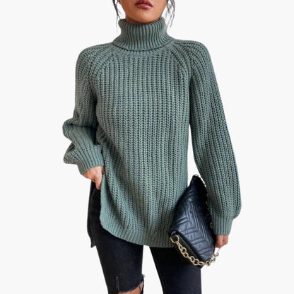 Jessamine | Women's Oversized Long Sleeve Turtleneck Chunky Knit Pullover Sweater