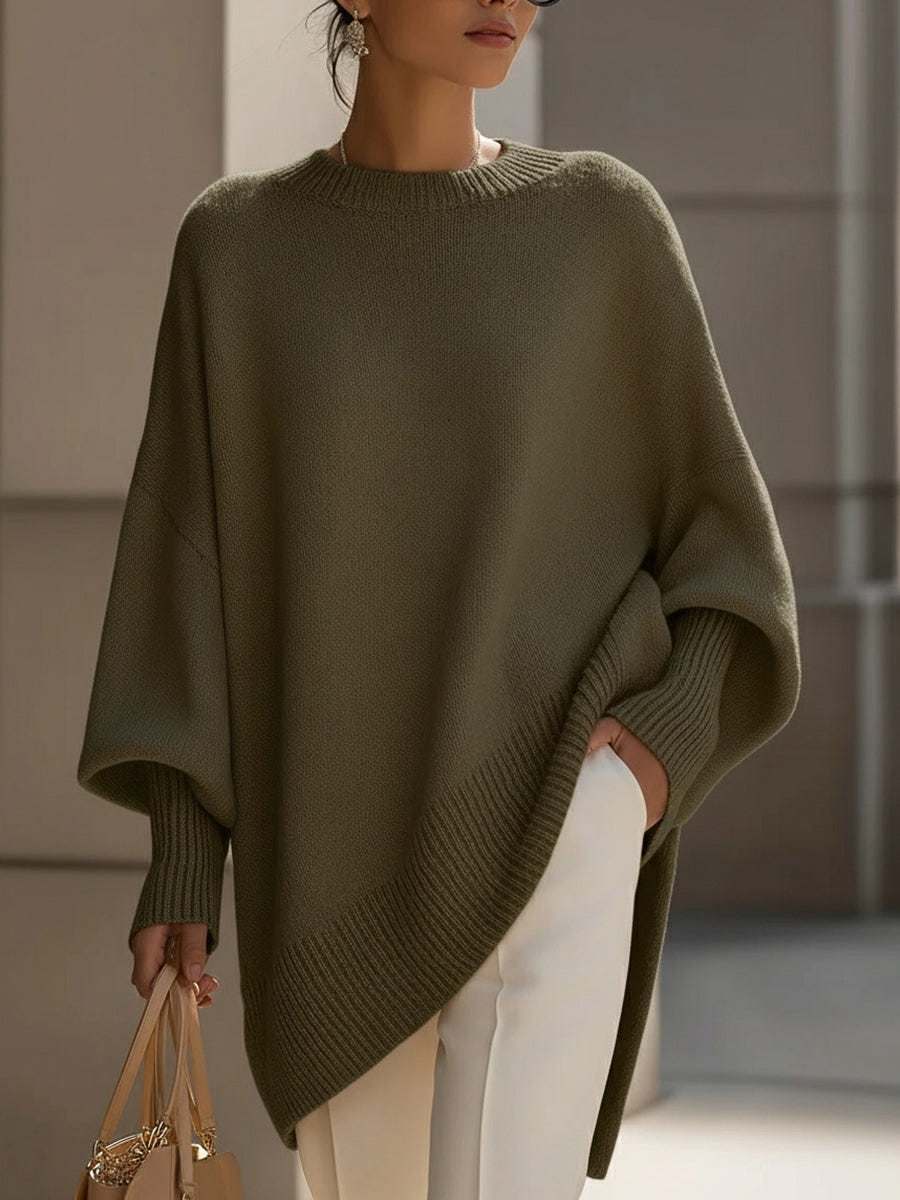Rowena | Women’s Oversized Batwing Crewneck Sweater