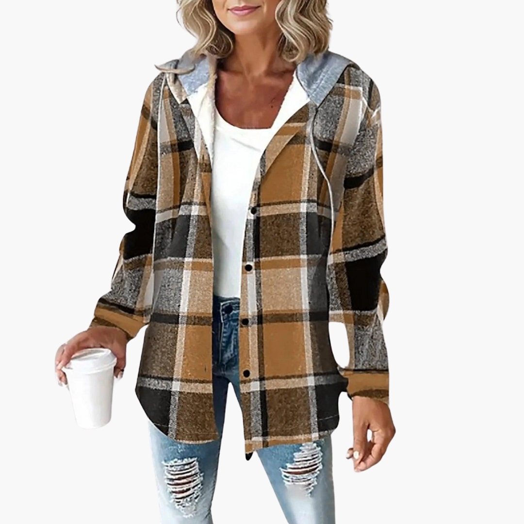 Ariana | Women's Plaid Hooded Button-Up Flannel Shacket