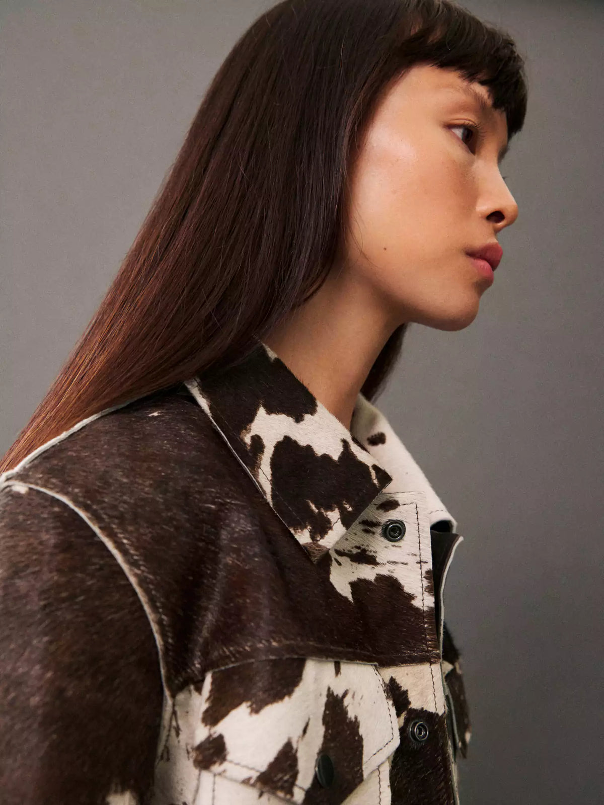 Tamsin | Women's Faux Fur Animal Print Button Up Cropped Trucker Jacket